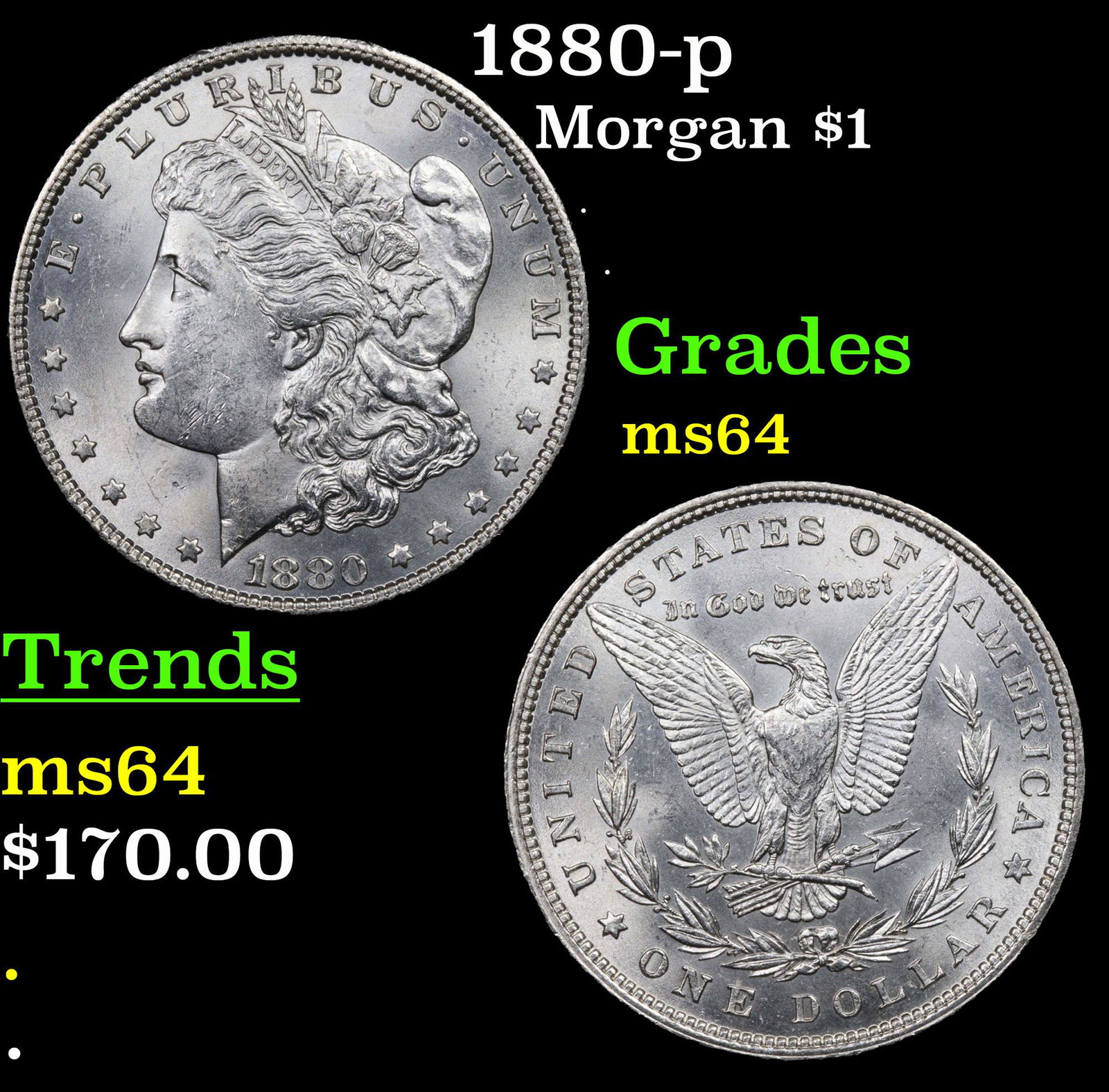 1880-p Morgan Dollar $1 Grades Choice Unc (1 of 3)