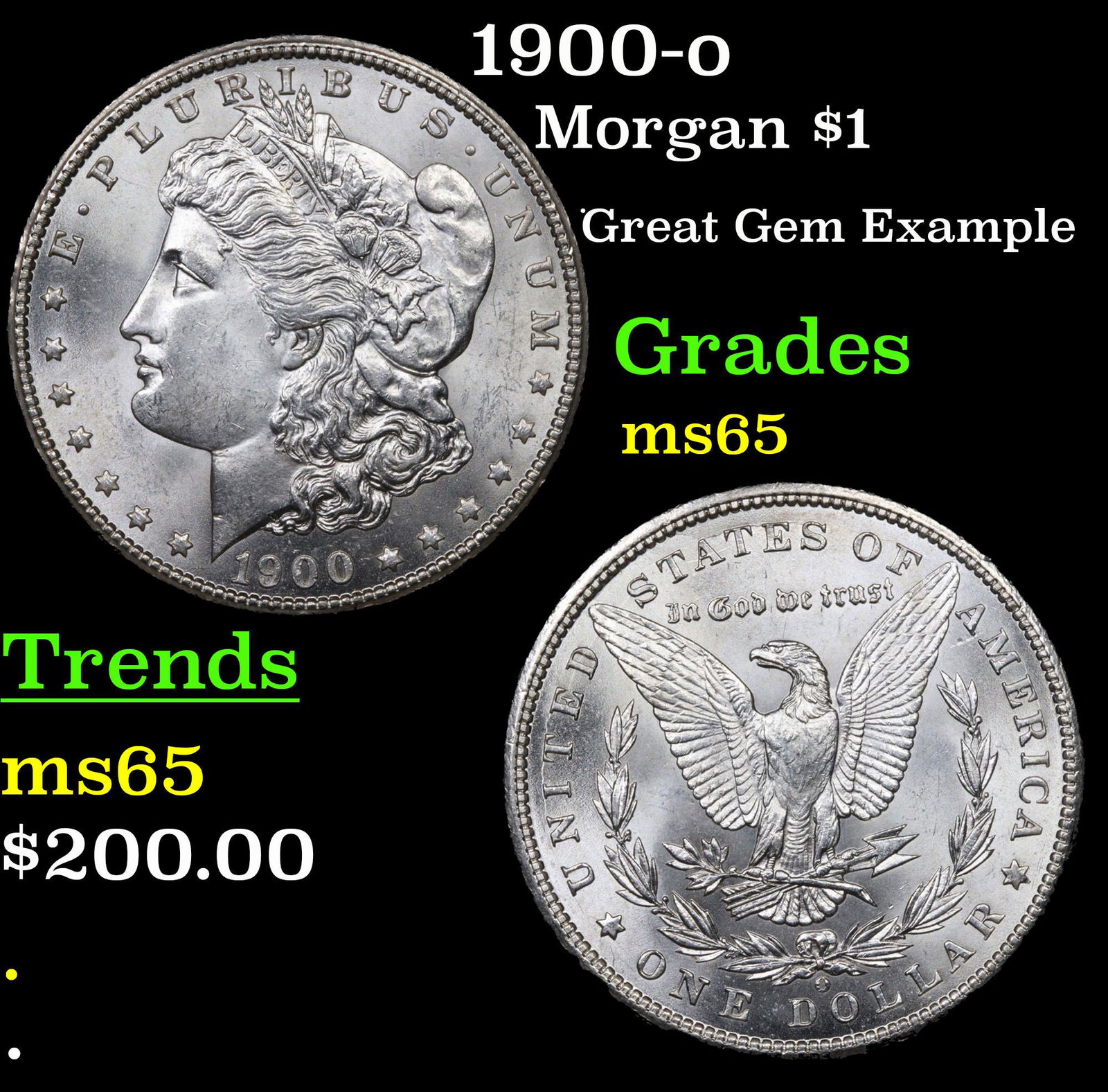 1900-o Morgan Dollar $1 Grades GEM Unc (1 of 3)