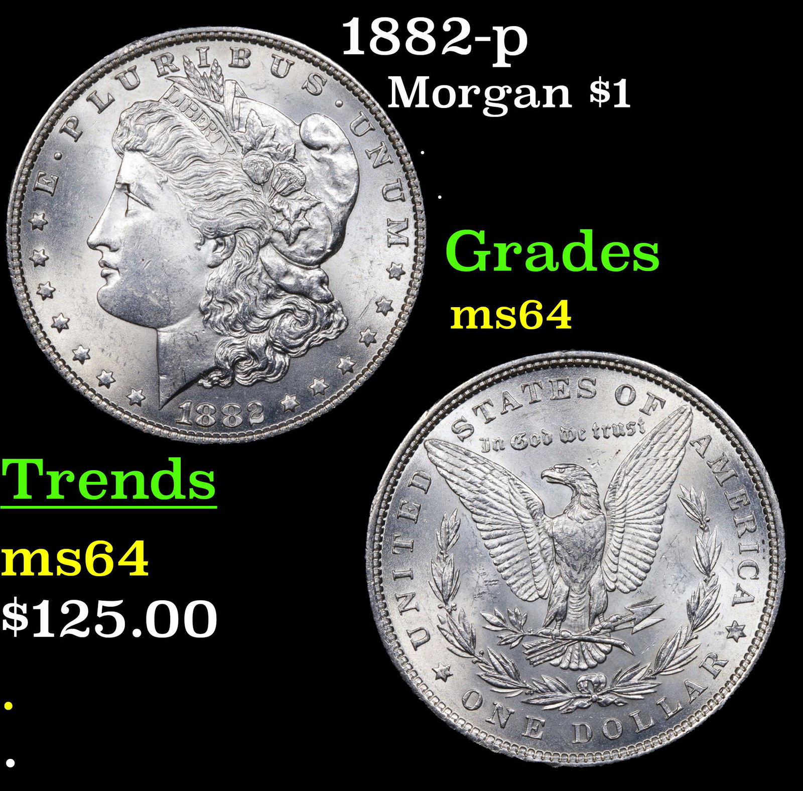 1882-p Morgan Dollar $1 Grades Choice Unc (1 of 3)