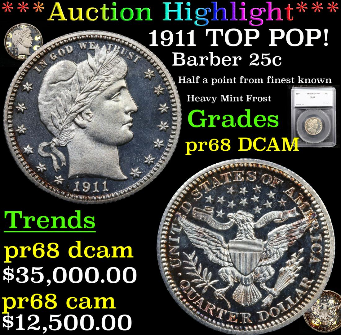 Proof ***Auction Highlight*** 1911 TOP POP! Barber (1 of 9)