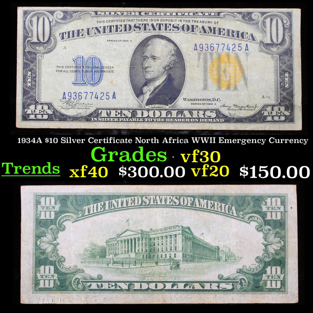 1934A $10 Silver Certificate North Africa WWII (1 of 3)