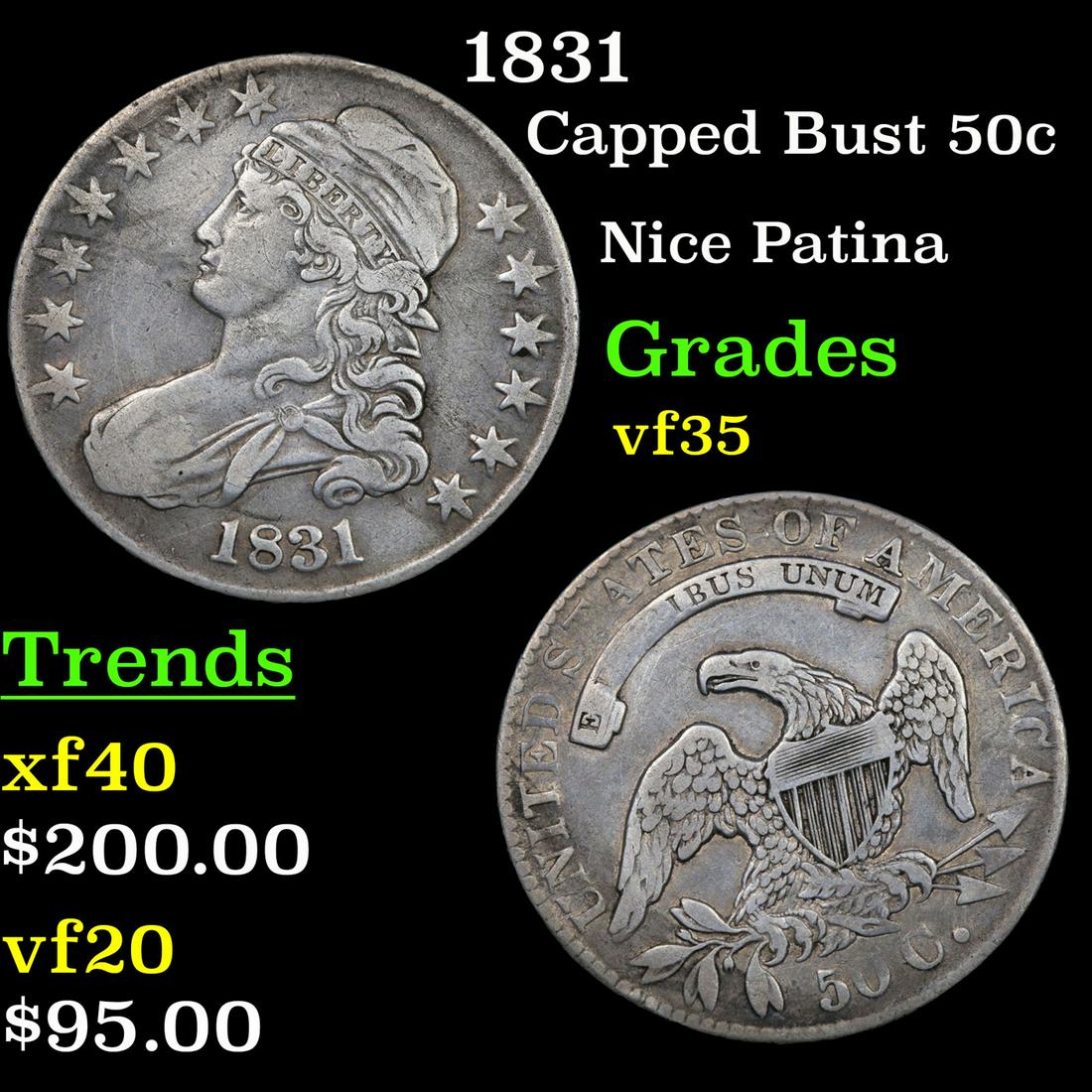 1831 Capped Bust 50c Grades vf++ (1 of 3)