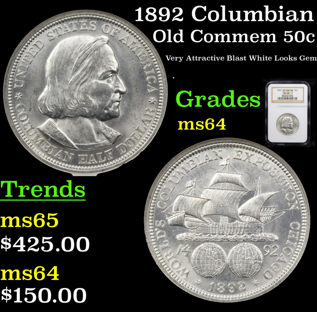 1892 Columbian Old Commem 50c Graded ms64 (1 of 7)