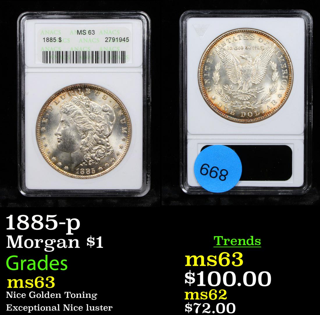 1885-p Morgan $1 Graded ms63 (1 of 3)