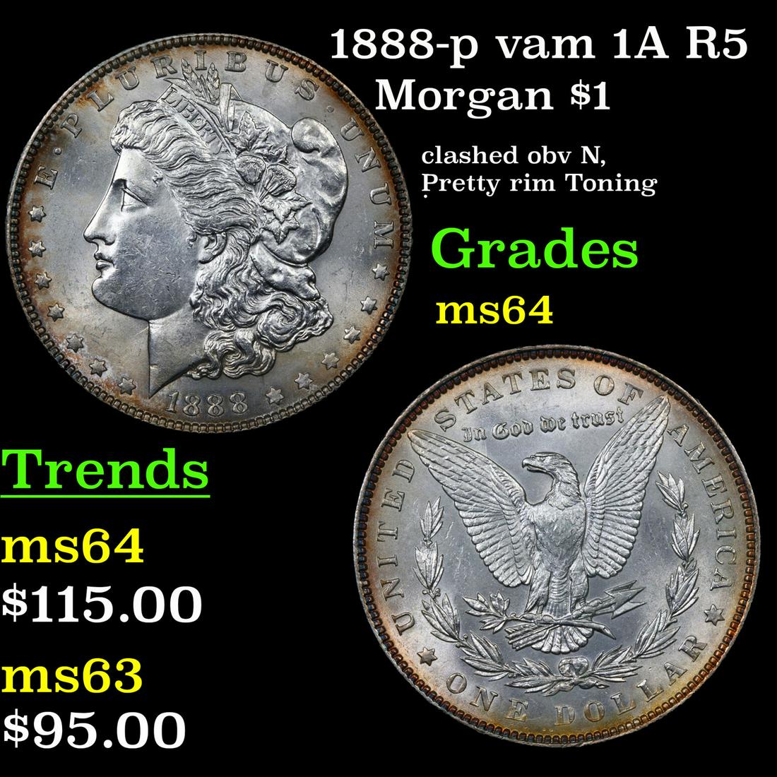 1888-p vam 1A R5 Morgan $1 Grades Choice Unc (1 of 3)
