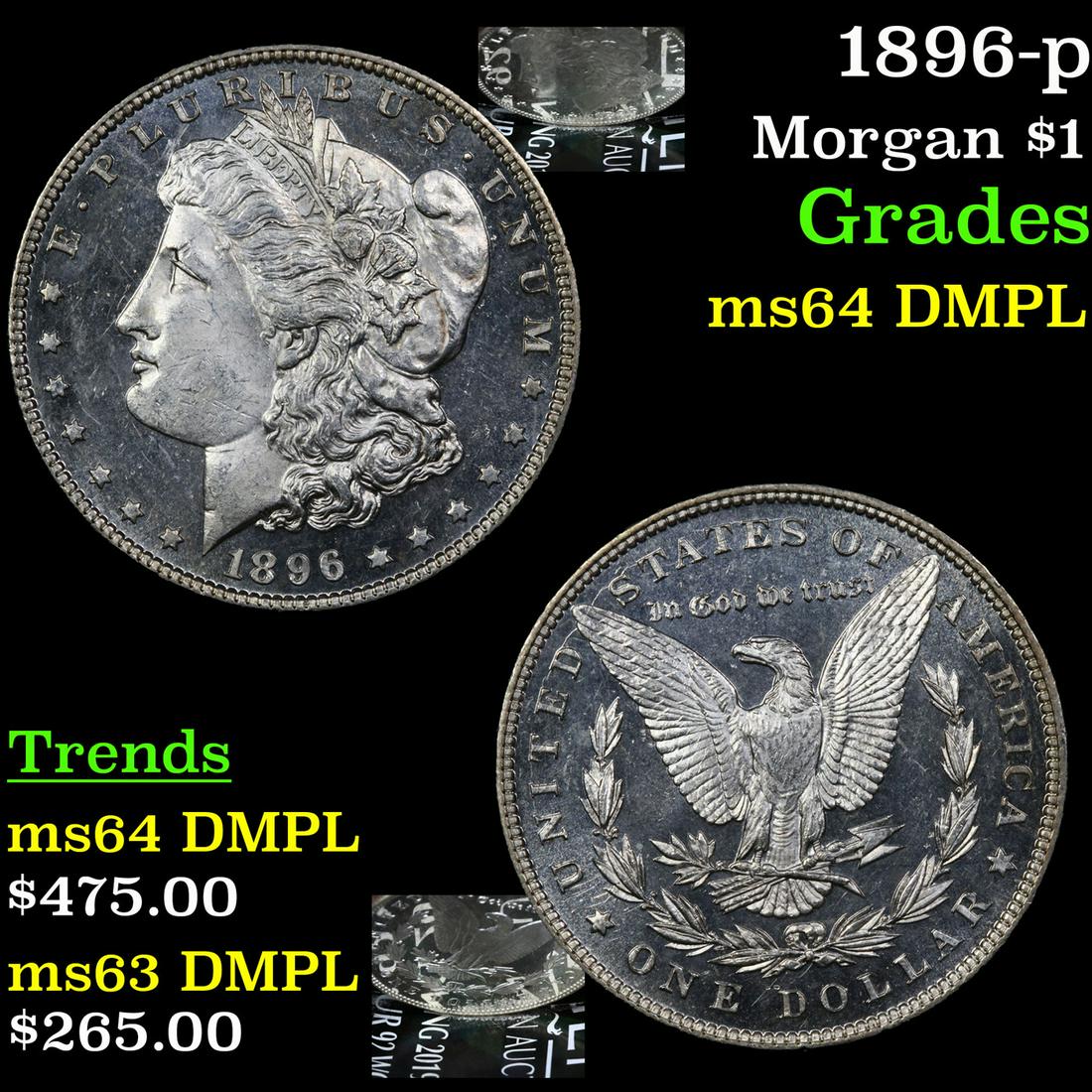 1896-p Morgan $1 Grades Choice Unc DMPL (1 of 7)