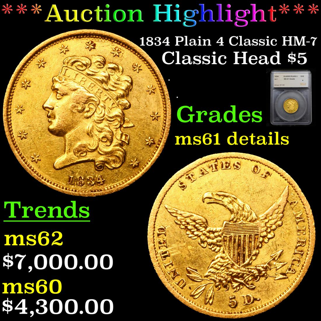 *Highlight* 1834 Plain 4 Classic HM-7 Classic Head $5 (1 of 5)