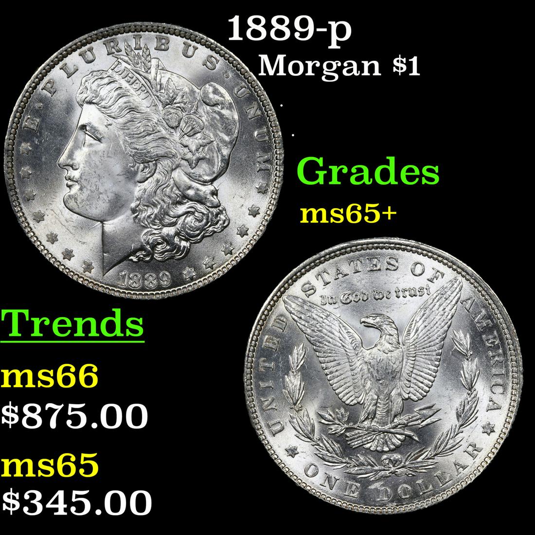 1889-p Morgan $1 Grades GEM+ Unc (1 of 3)