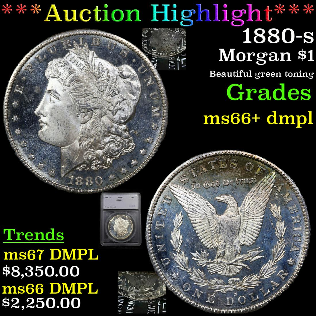 *Highlight* 1880-s Morgan $1 Graded ms66+ dmpl (1 of 7)