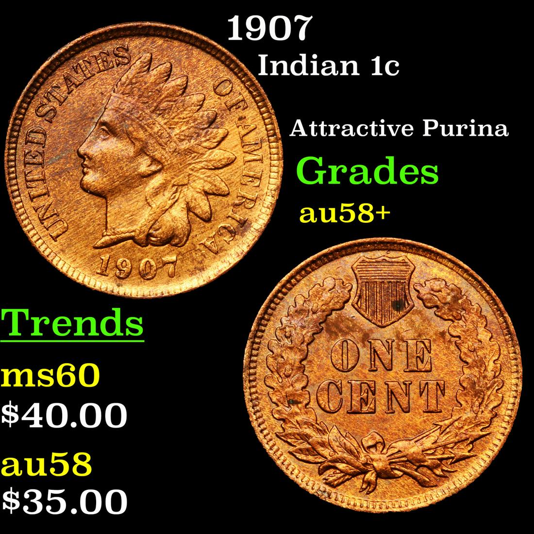 1907 Indian 1c Grades Choice AU/BU Slider+ (1 of 3)