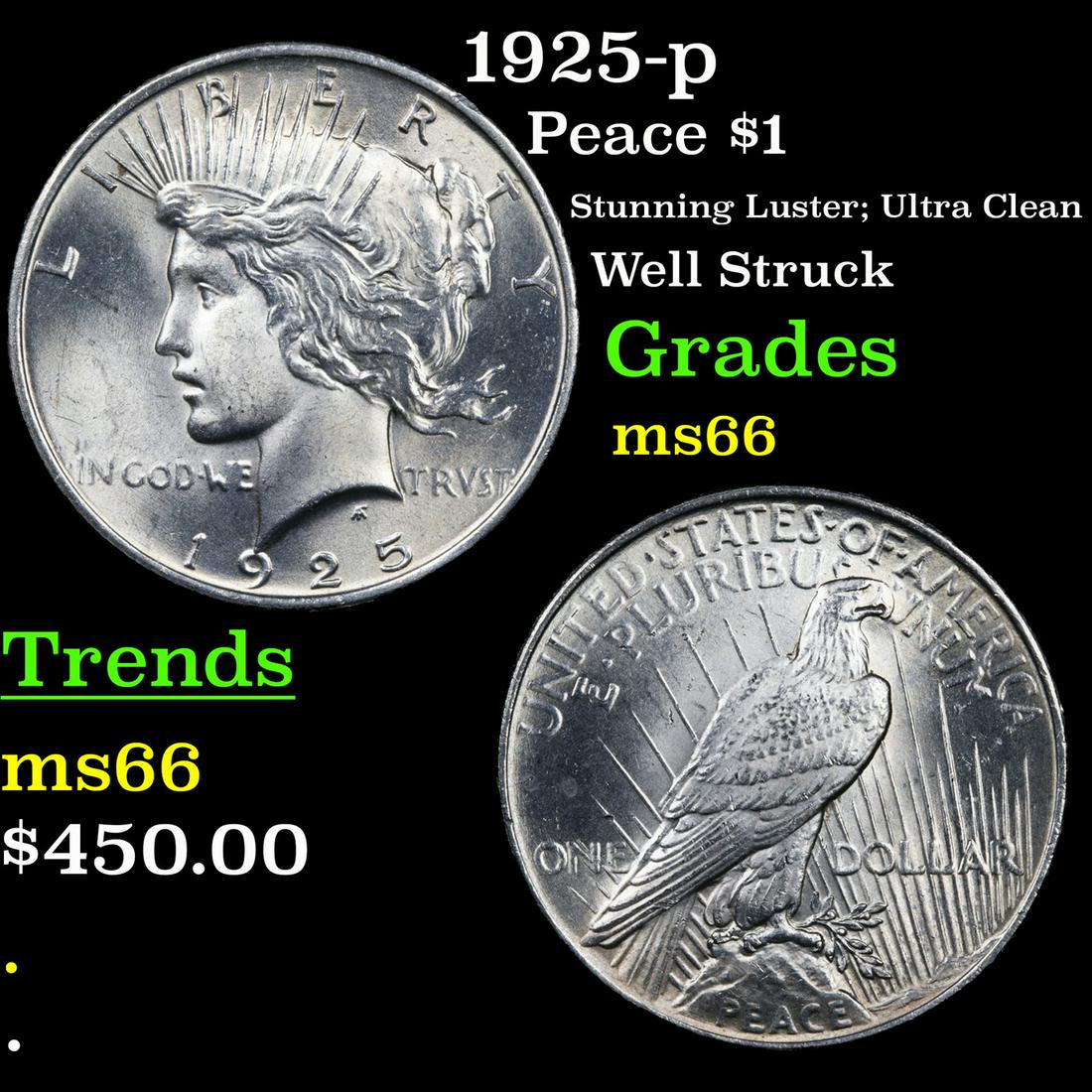 1925-p Peace $1 Grades GEM+ Unc (1 of 3)