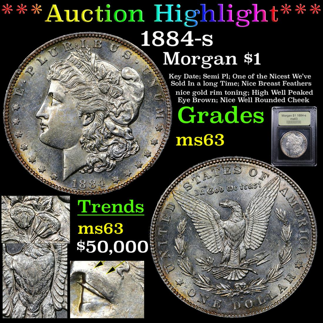 *Highlight* 1884-s Morgan $1 Graded Select Unc (1 of 7)