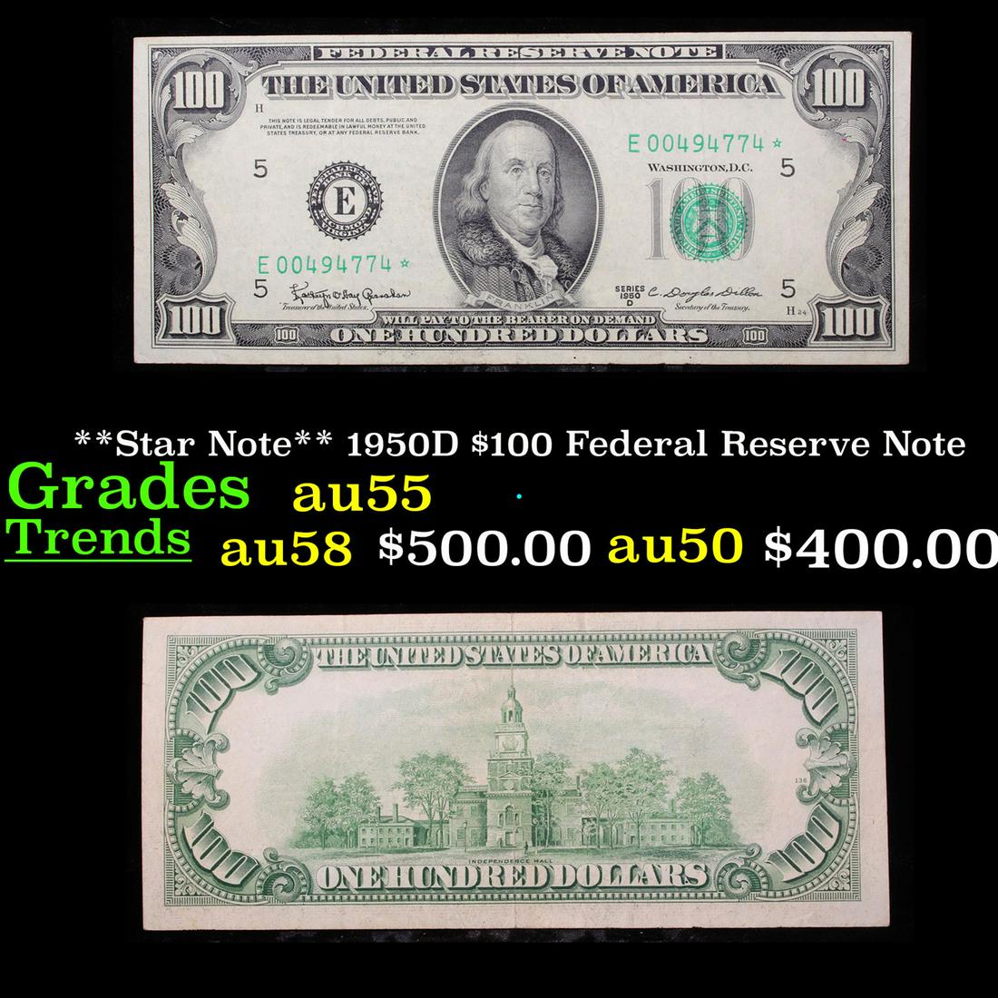 **Star Note** 1950D $100 Federal Reserve Note Grades (1 of 3)