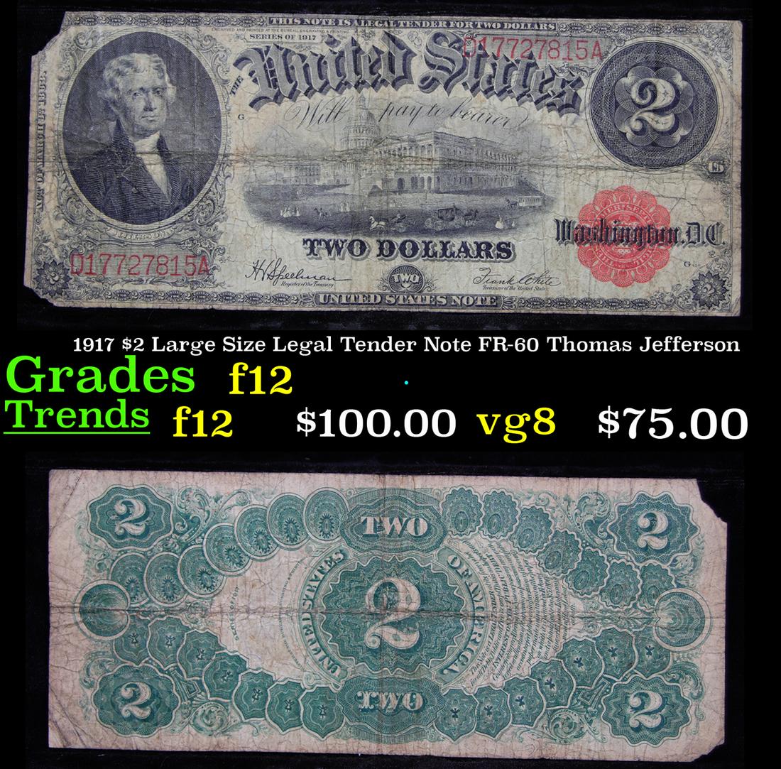 1917 $2 Large Size Legal Tender Note FR-60 Thomas (1 of 3)