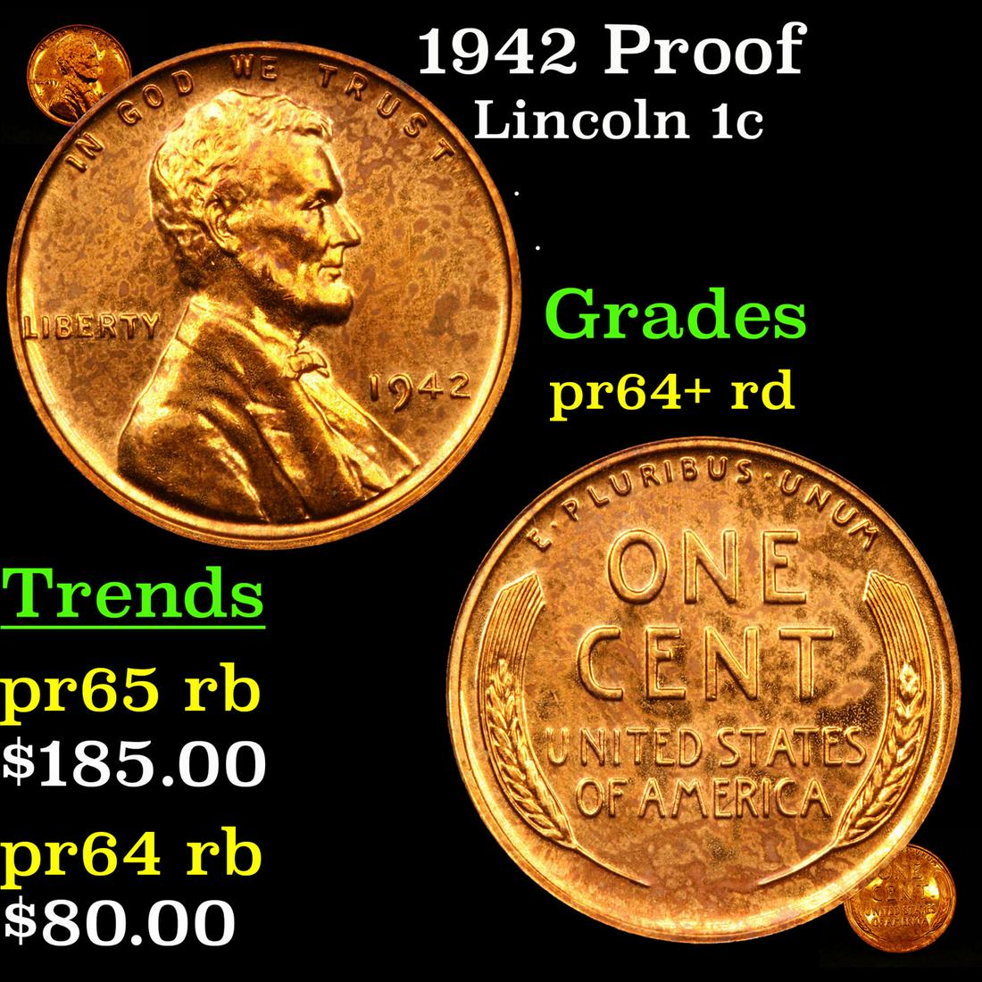 1942 Proof Lincoln 1c Grades Select+ Proof Red (1 of 7)