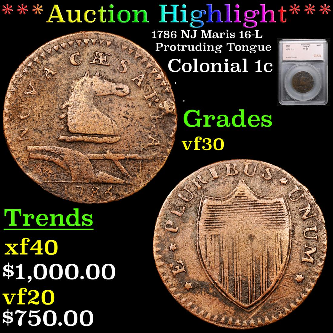 *Highlight* 1786 NJ Maris 16-L Protruding Tongue (1 of 5)