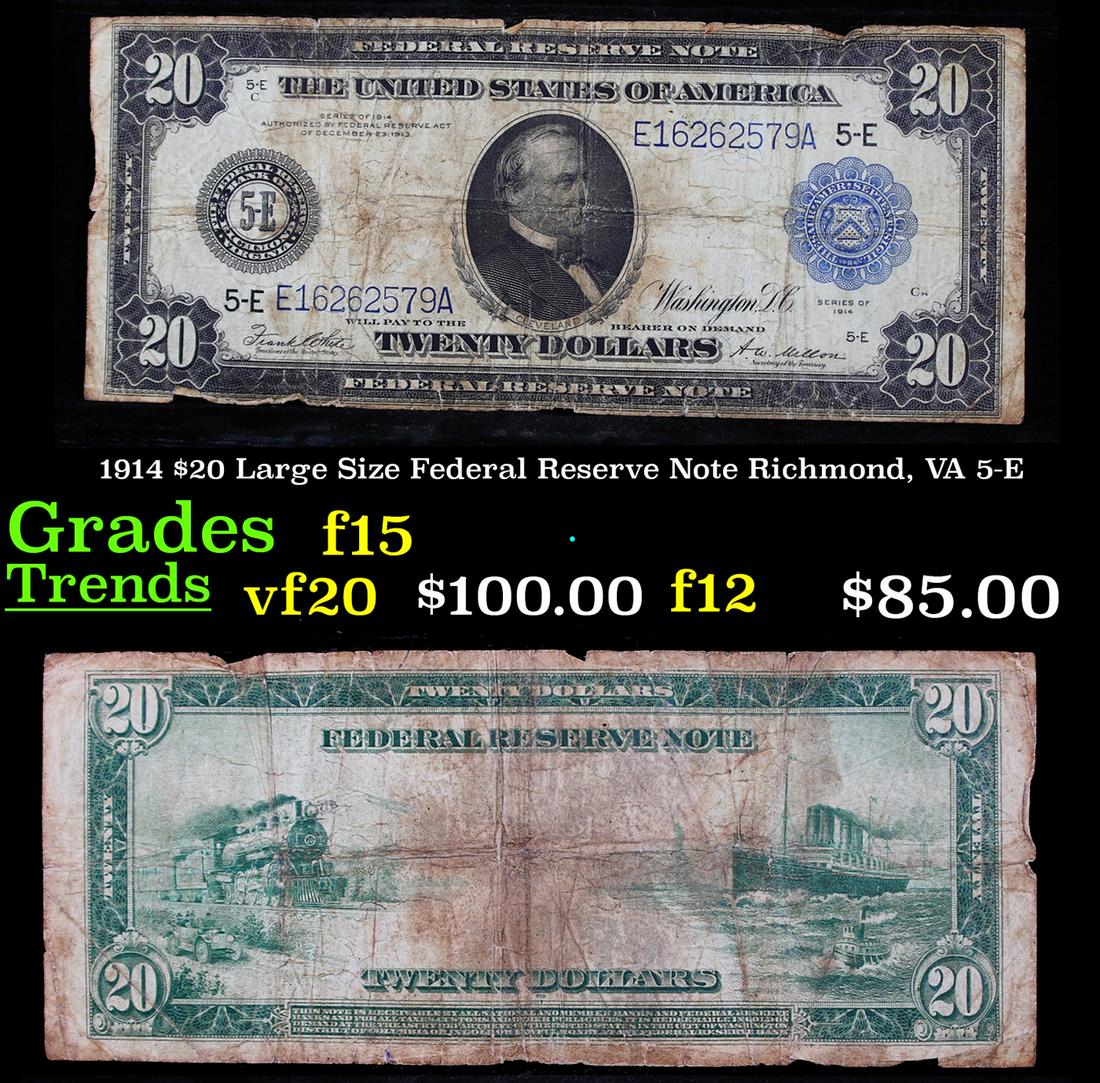 1914 $20 Large Size Federal Reserve Note Richmond, VA (1 of 3)