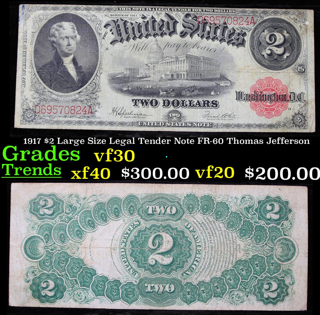 1917 $2 Large Size Legal Tender Note FR-60 Thomas (1 of 3)