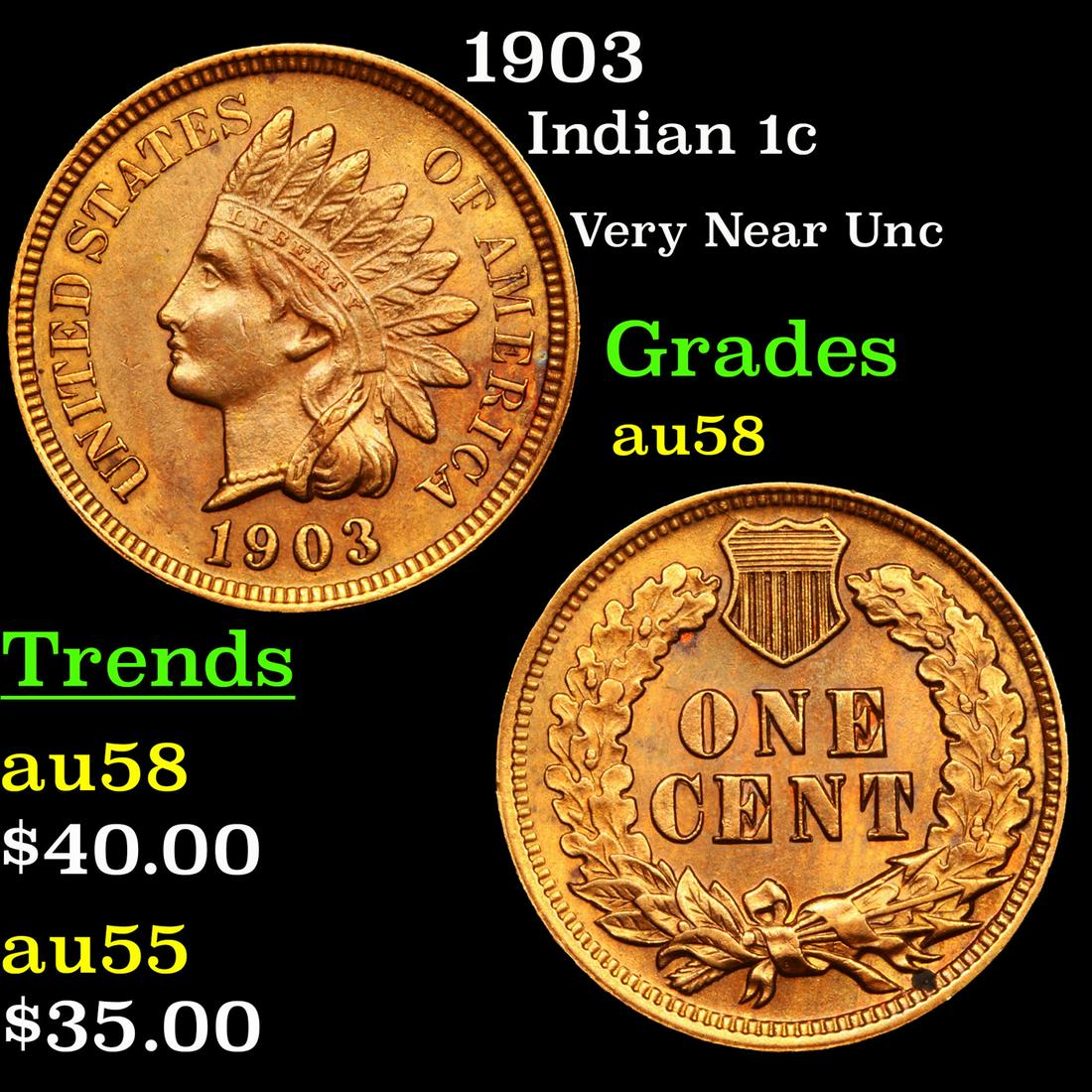 1903 Indian 1c Grades Choice AU/BU Slider (1 of 3)
