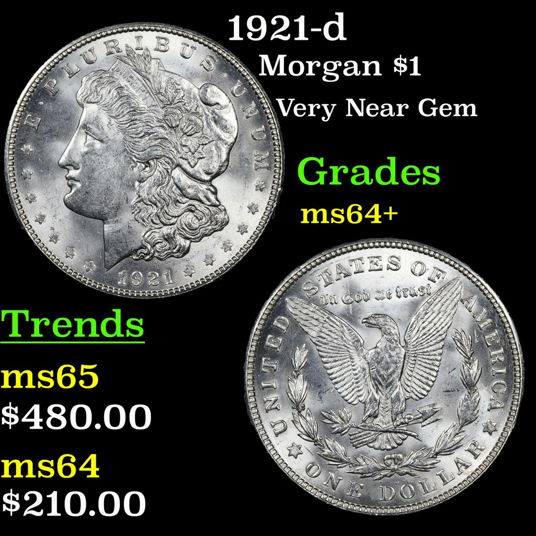 1921-d Morgan $1 Grades Choice+ Unc (1 of 3)
