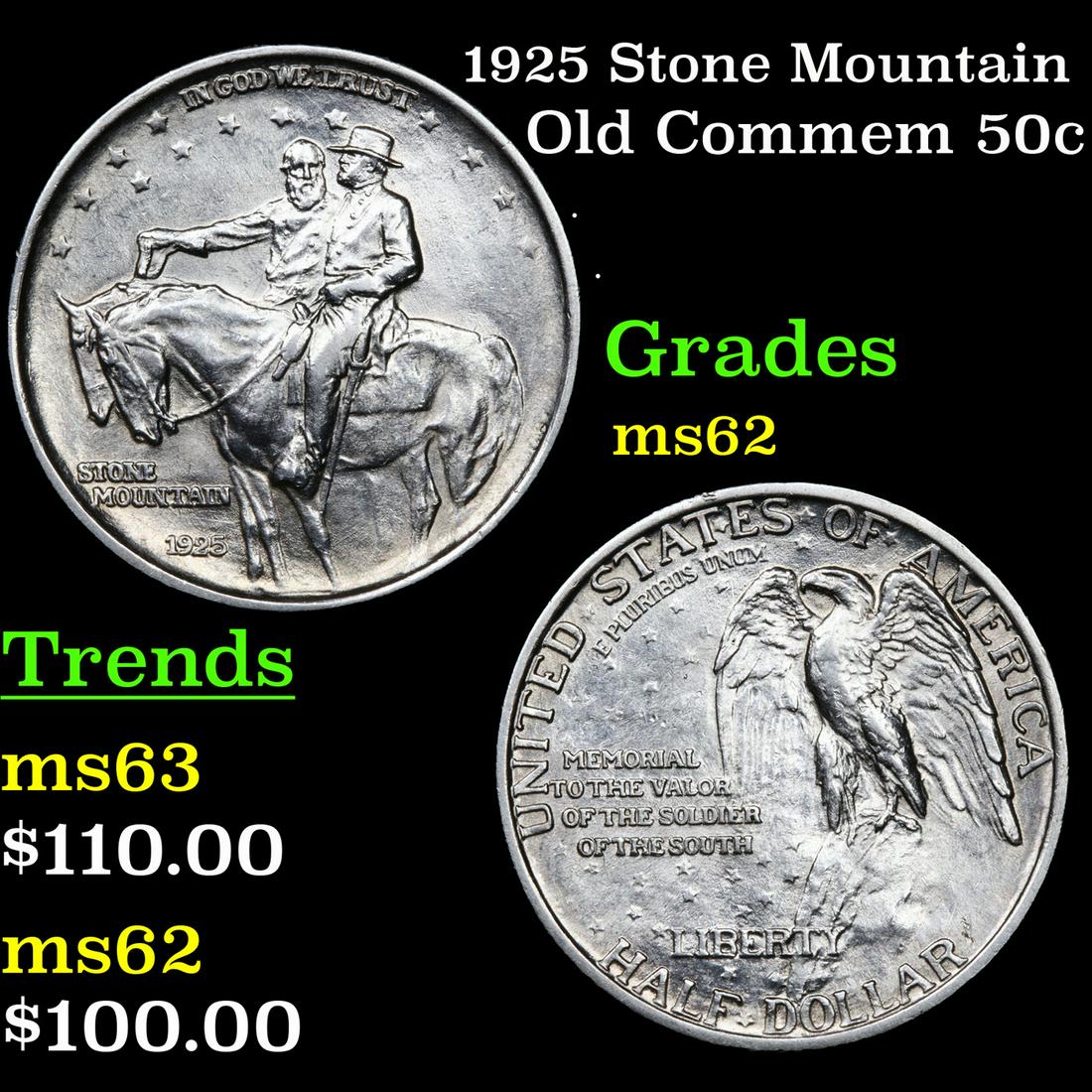 1925 Stone Mountain Old Commem 50c Grades Select Unc (1 of 3)