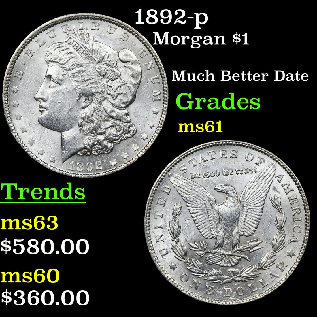 1892-p Morgan $1 Grades BU+ (1 of 3)