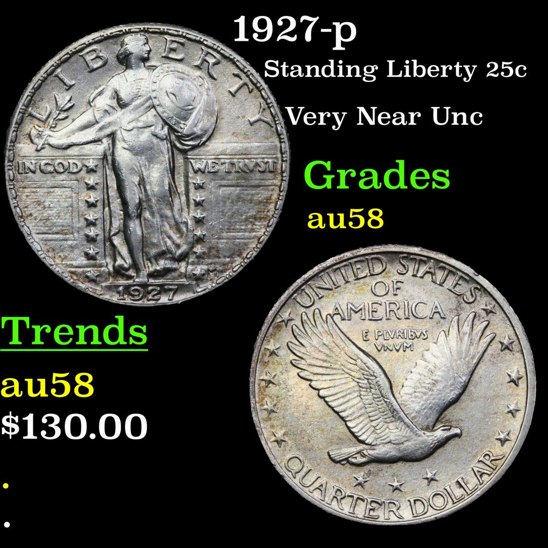 1927-p Standing Liberty 25c Grades Choice AU/BU Slider (1 of 3)