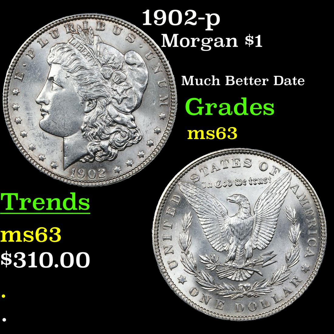 1902-p Morgan $1 Grades Select Unc (1 of 3)