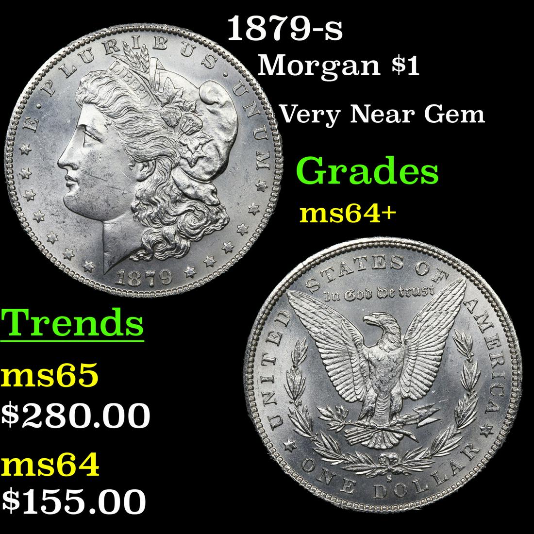 1879-s Morgan $1 Grades Choice+ Unc (1 of 3)