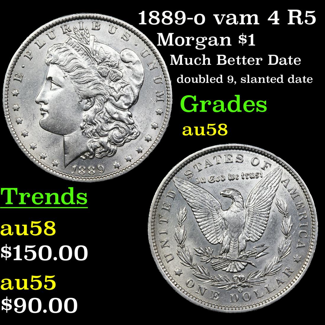 1889-o vam 4 R5 Morgan Dollar $1 Graded Choice AU/BU (1 of 3)