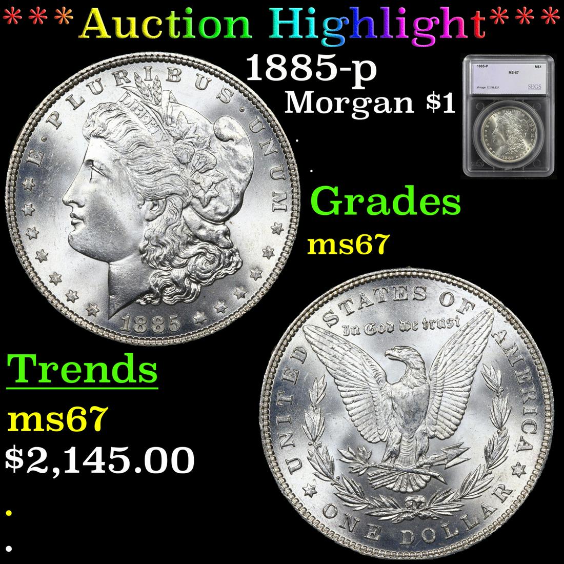 ***Auction Highlight*** 1885-p Morgan Dollar $1 Graded (1 of 5)