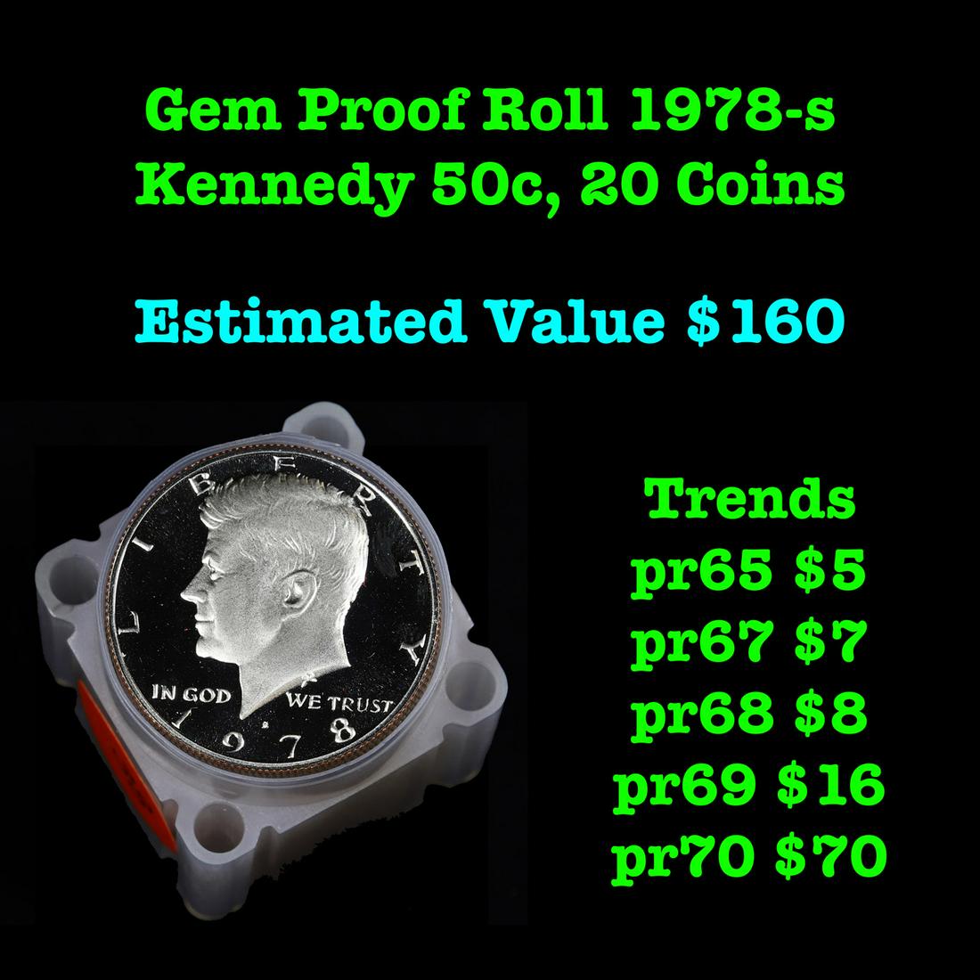 Gem Proof Roll 1978-s Kennedy 50c , 20 Coins Kennedy (1 of 3)