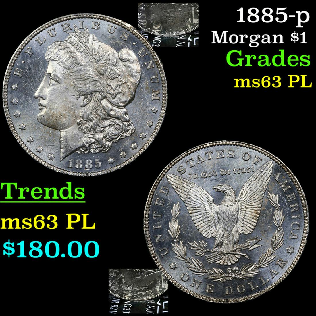 1885-p Morgan Dollar $1 Grades Select Unc PL (1 of 5)