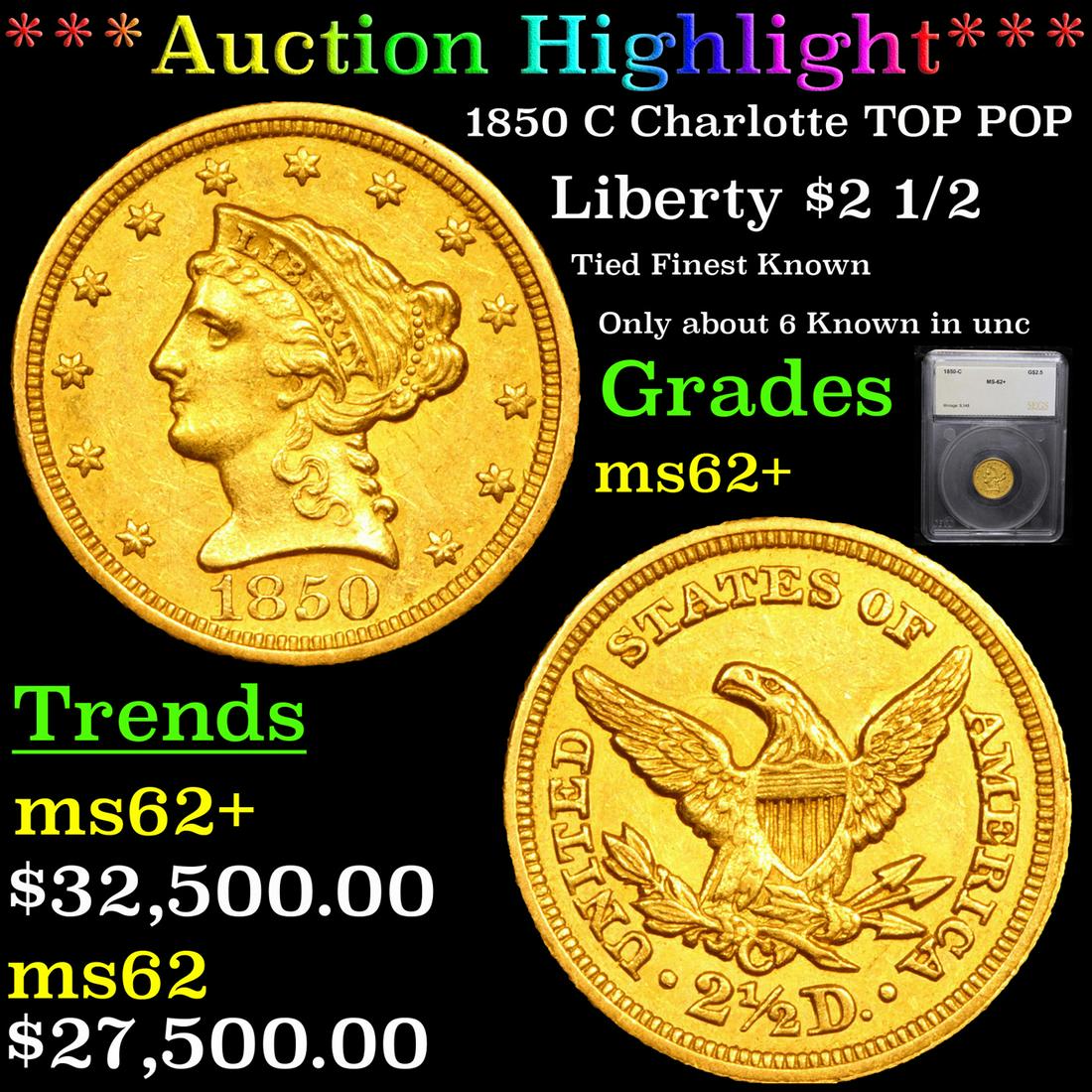 ***Auction Highlight*** 1850 C Charlotte TOP POP Gold (1 of 9)