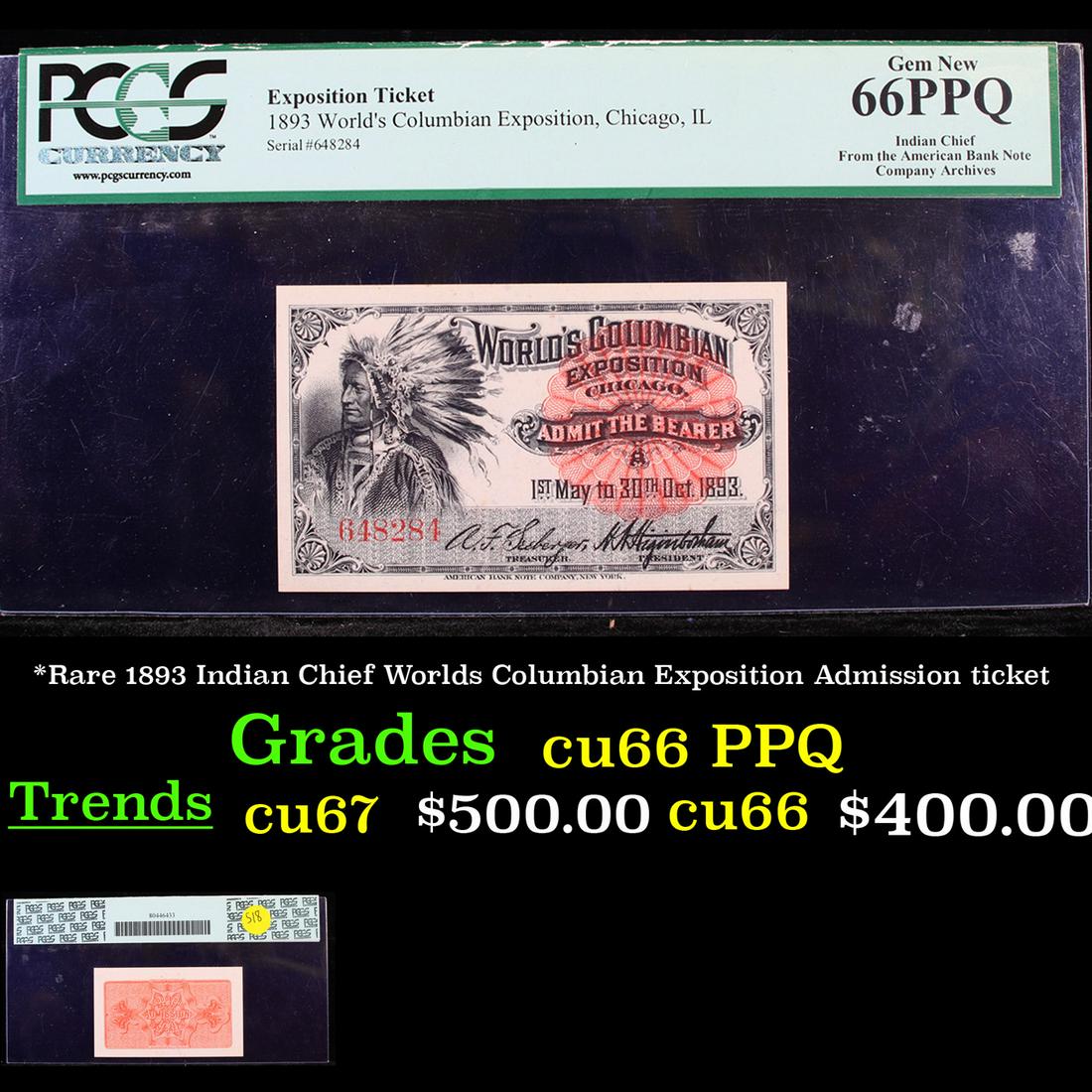 PCGS *Rare 1893 Indian Chief Worlds Columbian (1 of 3)