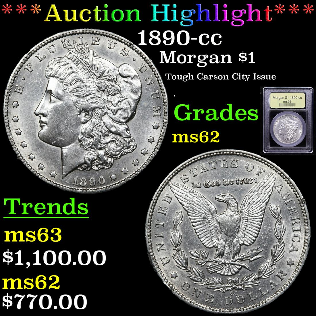 *Highlight* 1890-cc Morgan $1 Graded Select Unc (1 of 5)