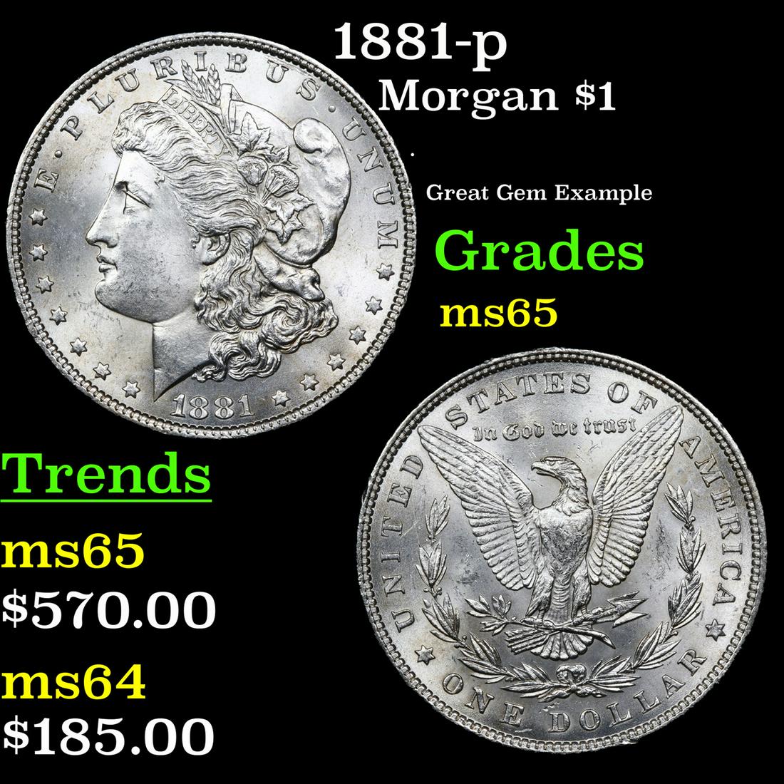 1881-p Morgan $1 Grades GEM Unc (1 of 3)