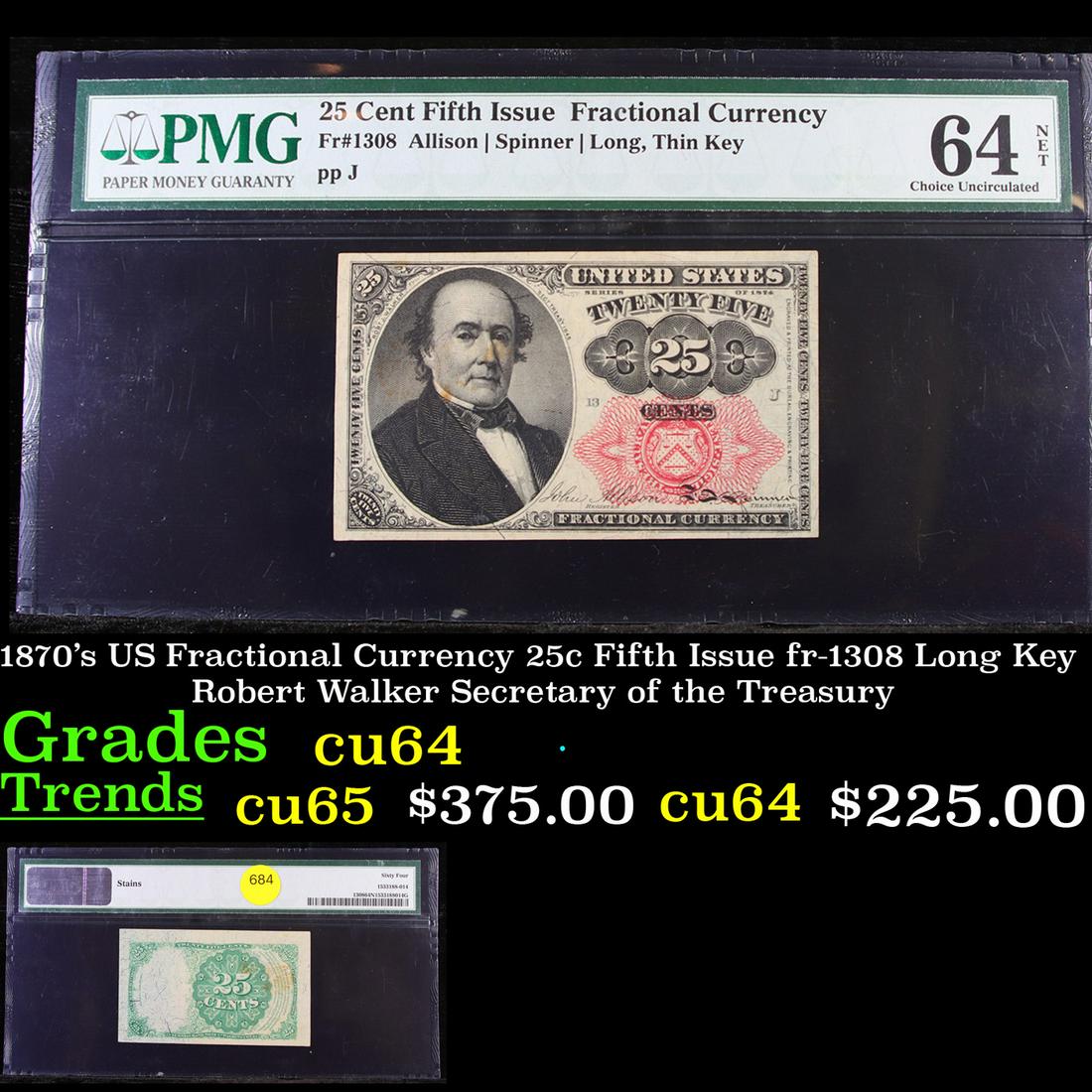 1870's US Fractional Currency 25c Fifth Issue fr-1308 (1 of 3)