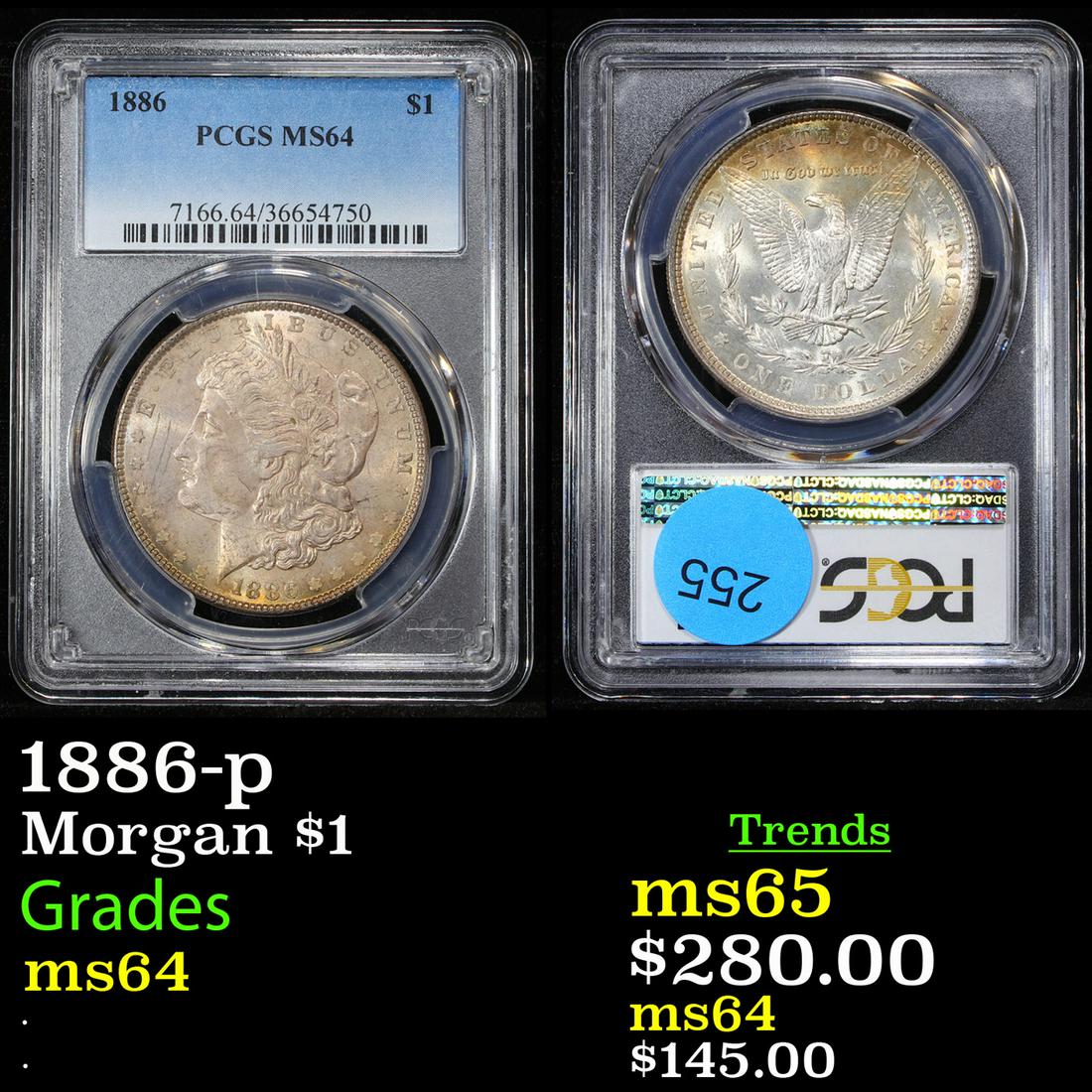 1886-p Morgan $1 Graded ms64 (1 of 3)