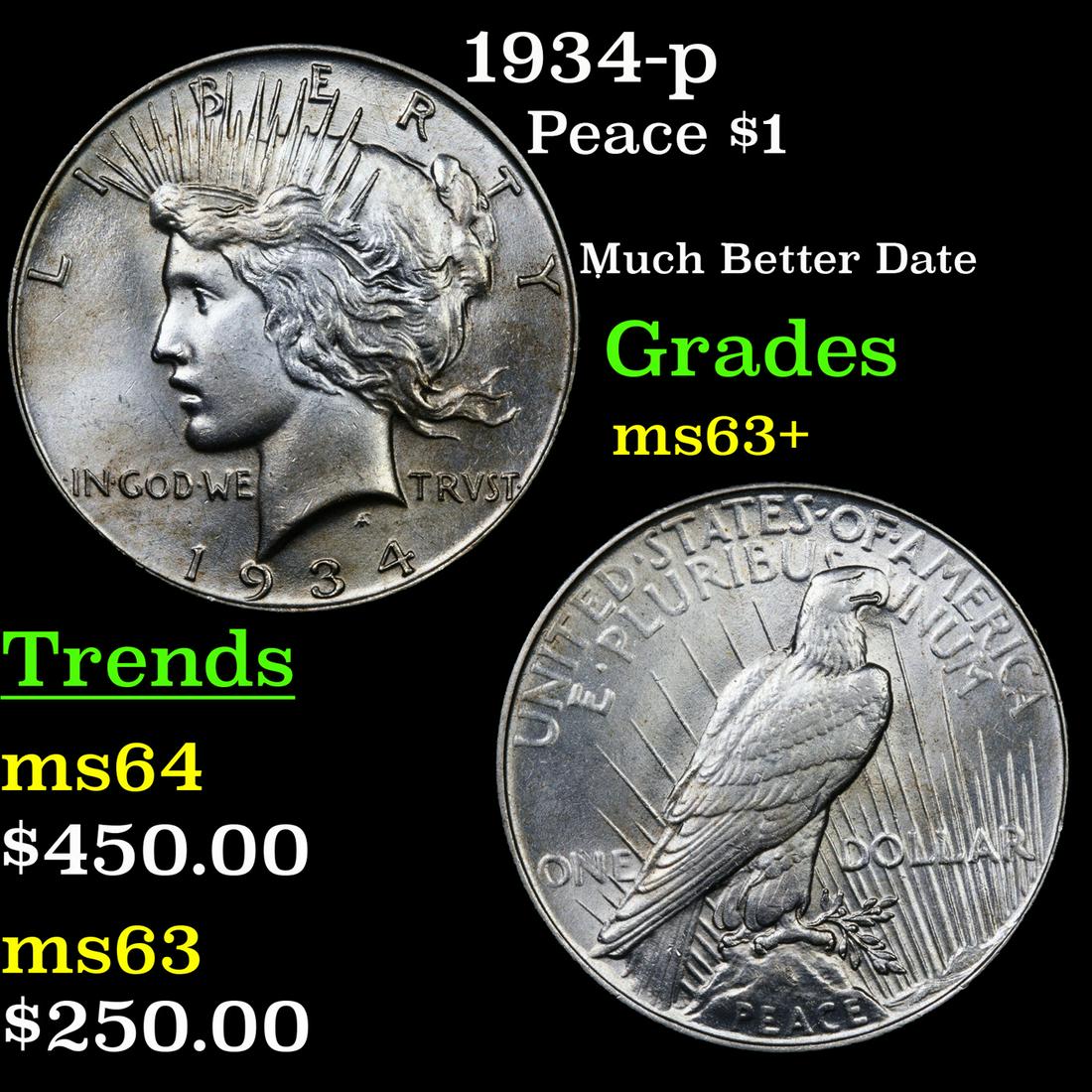 1934-p Peace $1 Grades Select+ Unc (1 of 3)