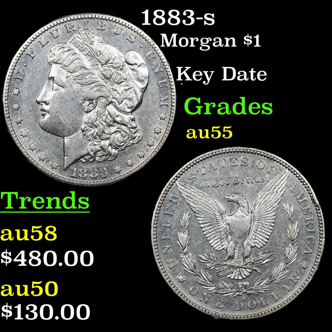1883-s Morgan Dollar $1 Grades Choice AU (1 of 3)