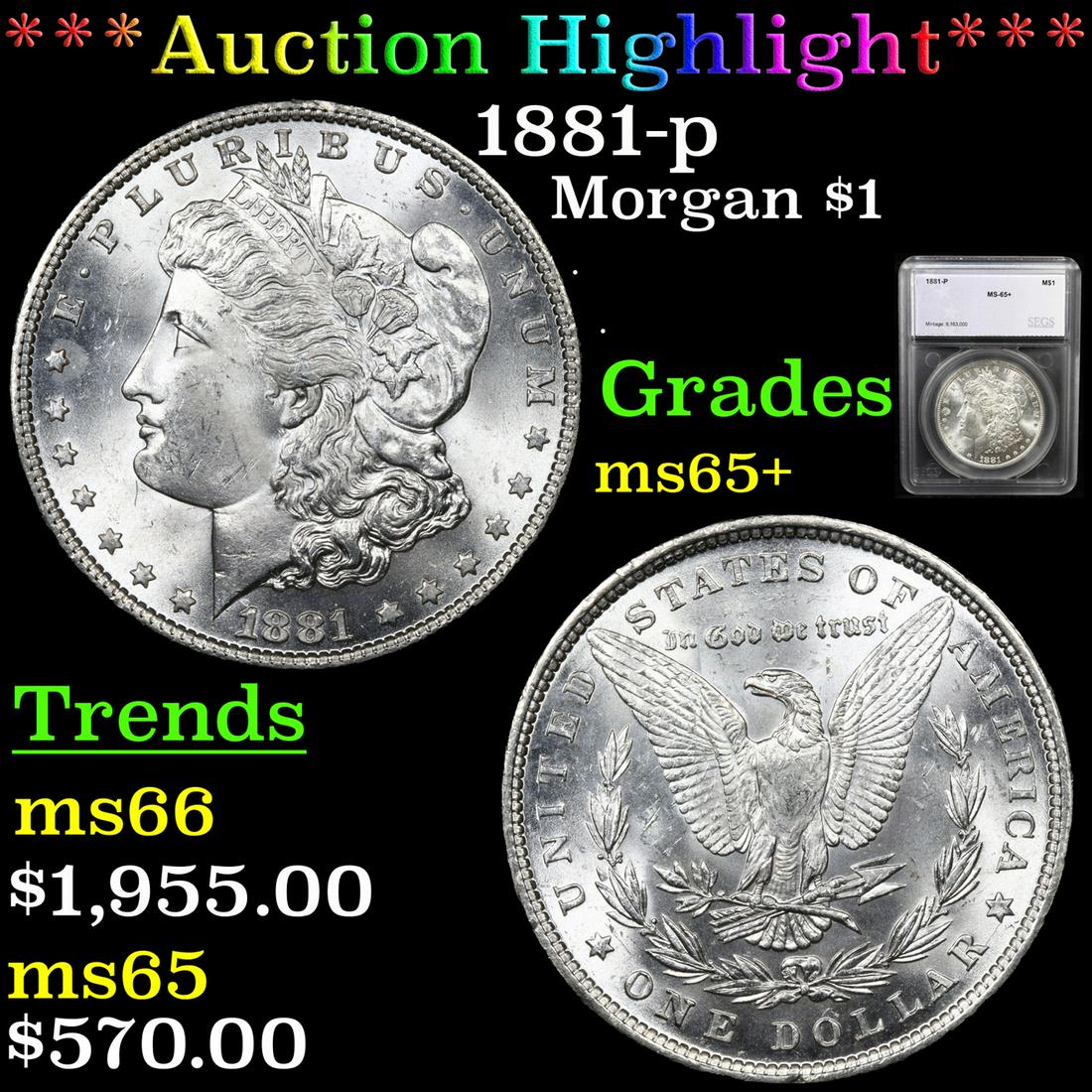 ***Auction Highlight*** 1881-p Morgan Dollar $1 Graded (1 of 5)