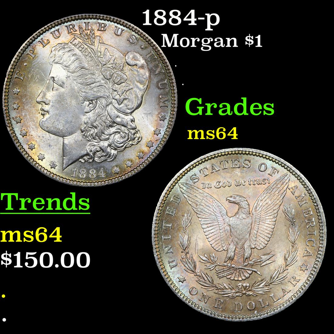 1884-p Morgan Dollar $1 Grades Choice Unc (1 of 3)