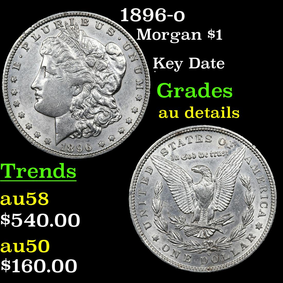 1896-o Morgan Dollar $1 Grades AU Details (1 of 3)