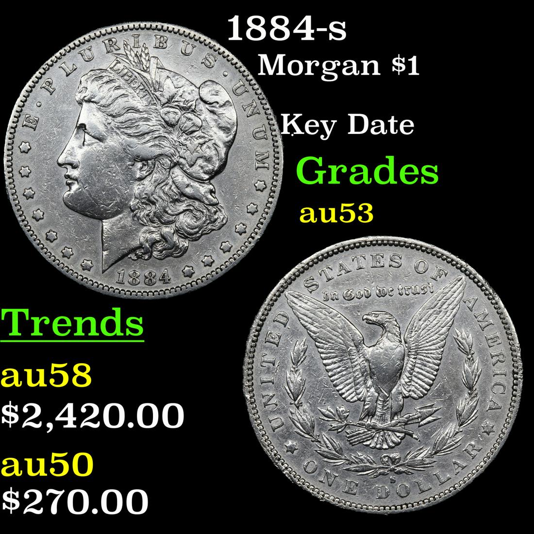 1884-s Morgan Dollar $1 Grades Select AU (1 of 3)