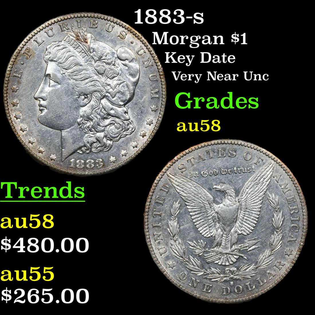 1883-s Morgan Dollar $1 Grades Choice AU/BU Slider (1 of 3)