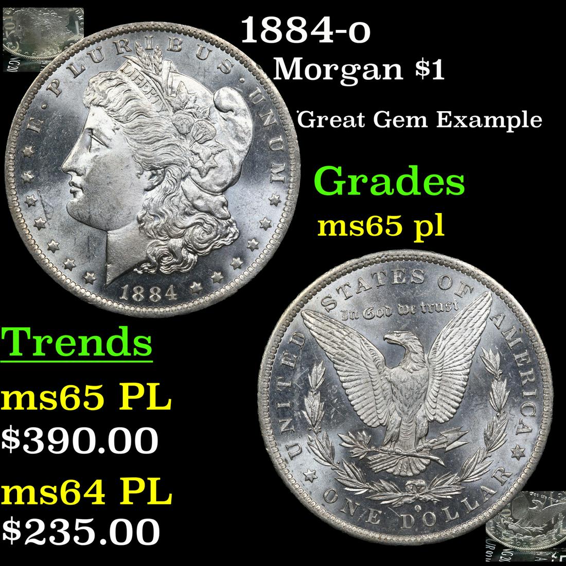 1884-o Morgan Dollar $1 Grades GEM Unc PL (1 of 5)