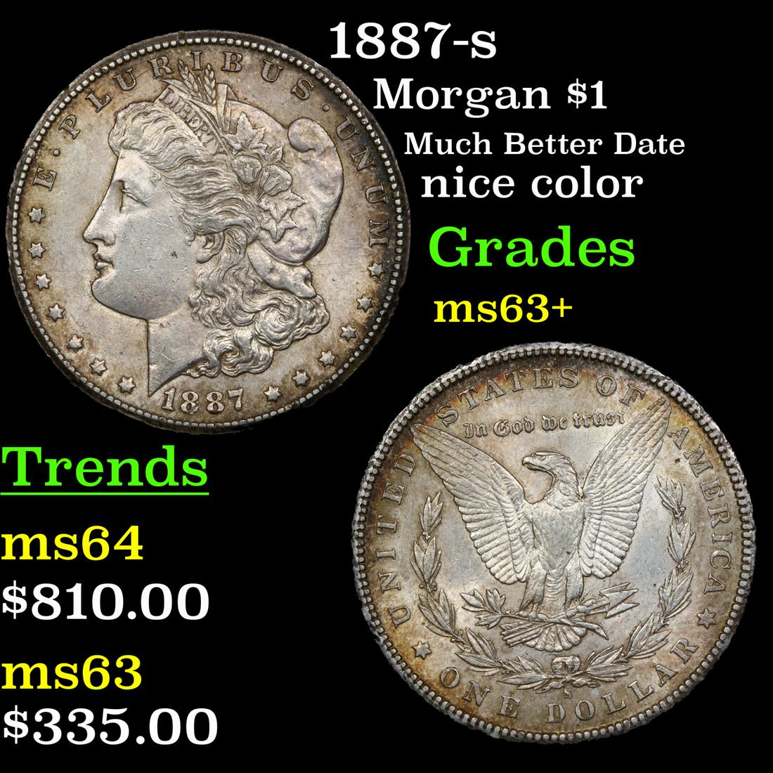 1887-s Morgan Dollar $1 Grades Select+ Unc (1 of 3)
