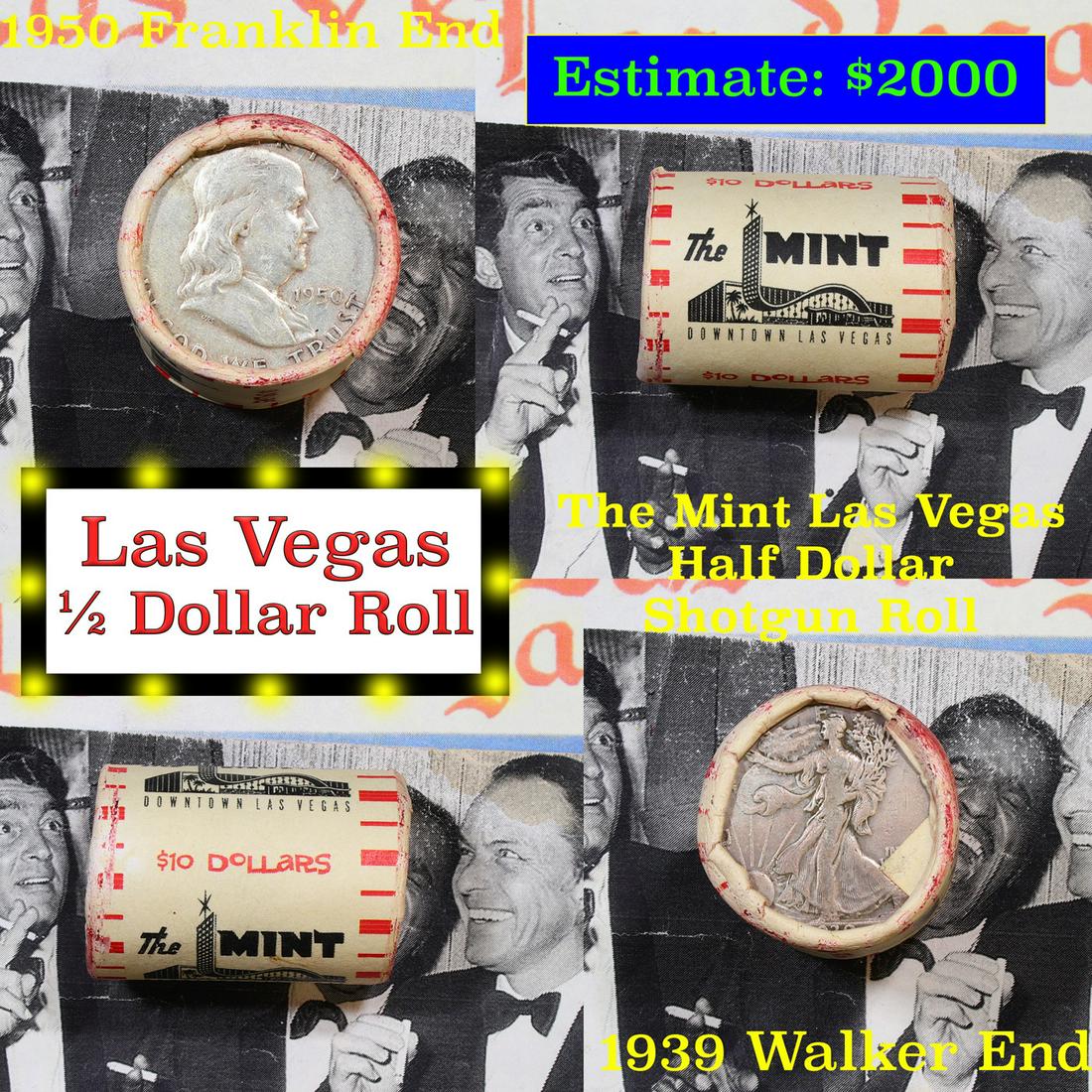 ***Auction Highlight*** Old Casino 50c Roll $10 Halves: ***Auction Highlight*** Old Casino 50c Roll $10 Halves Las Vegas Casino The Mint 1939 Walker & 1950 Franklin Ends. Up for auction is a Consignment I have secured a collection of old 1960Â’s Las