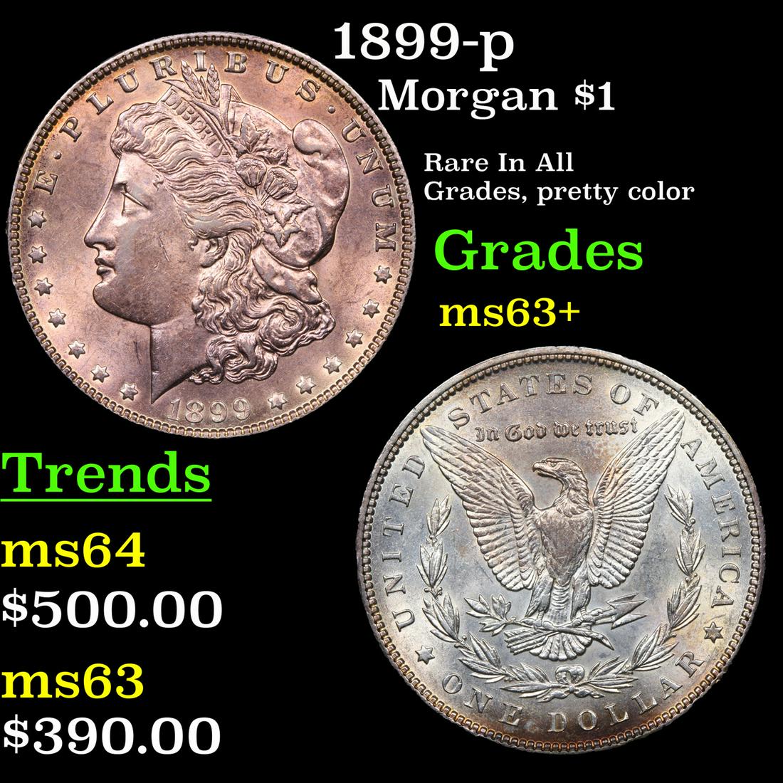 1899-p Morgan Dollar $1 Grades Select+ Unc (1 of 3)